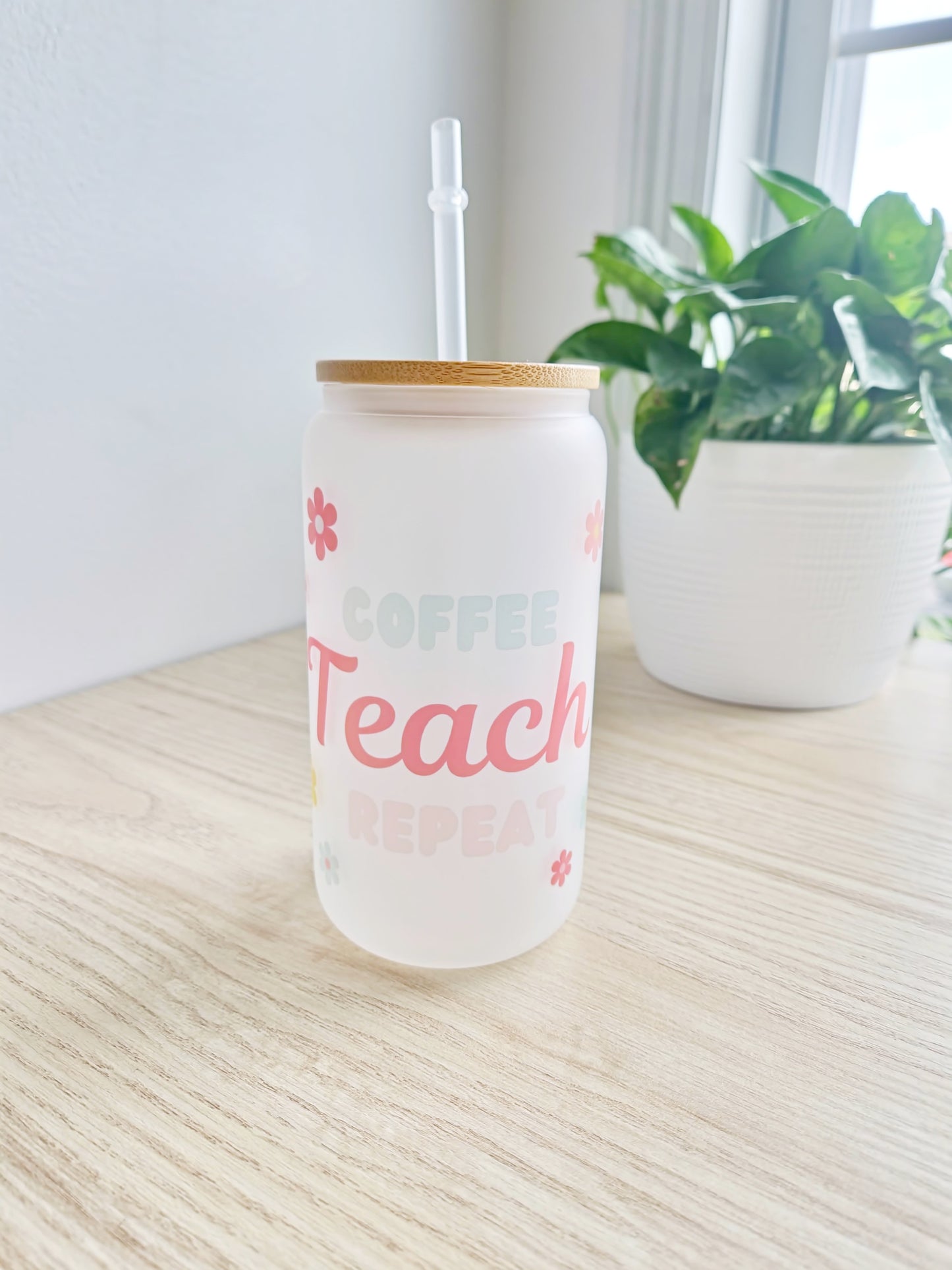 Glass frosted cup TEACHER