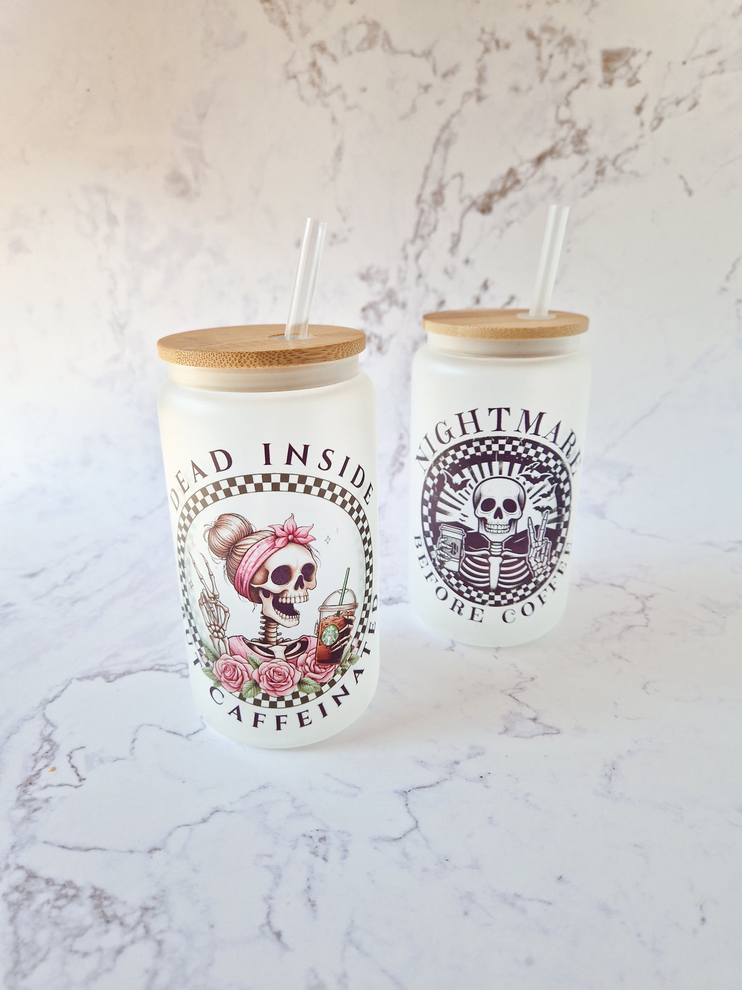 Glass Cup 'Nightmare before coffee'