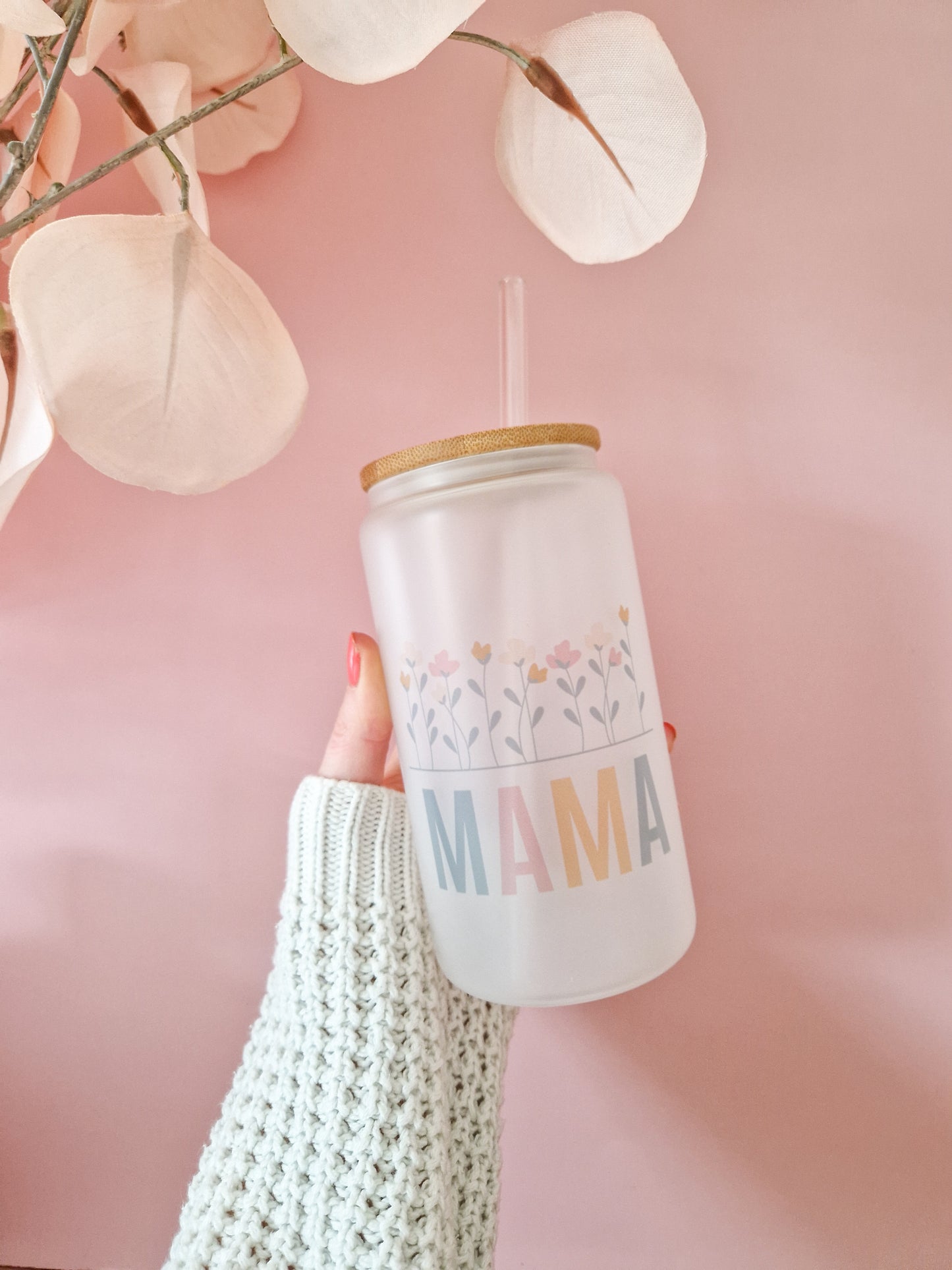 Glass Cup Floral mama