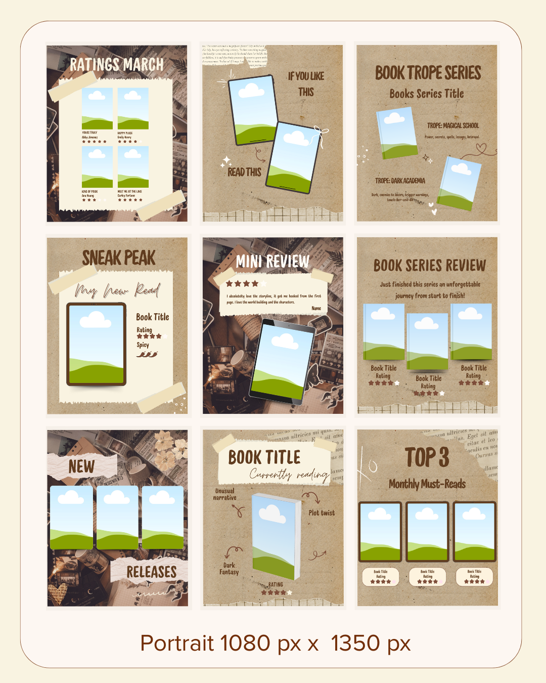 COMPLETE PACKAGE Bookstagram Guide + 50 Scrapbook templates + 30 Day Content Planner