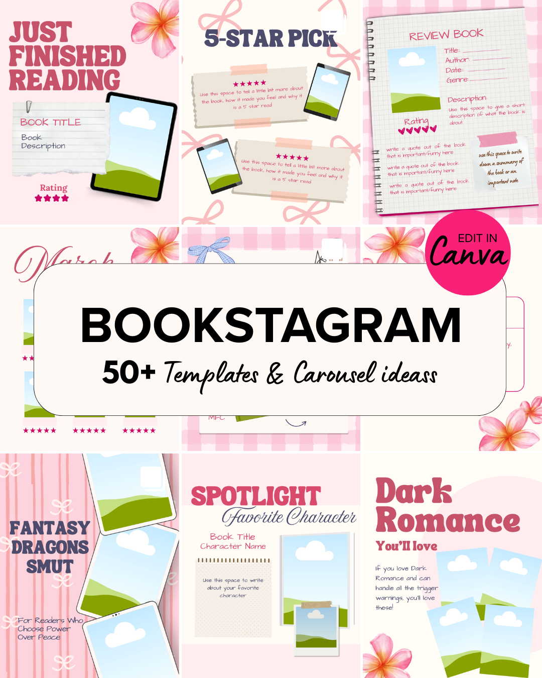 NEW 50+ Bookstagram Spring Templates