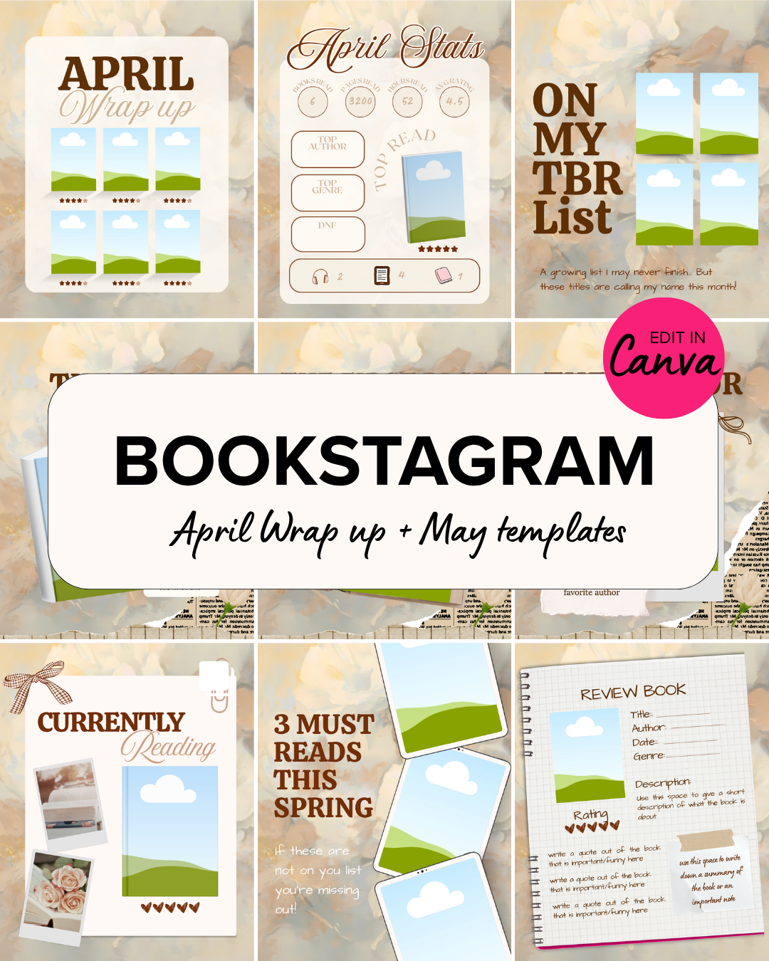Bookstagram Templates April Wrap up + May