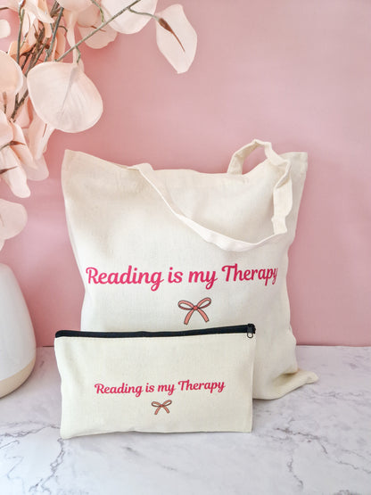 Canvas Small bag 'Reading is my Therapy'